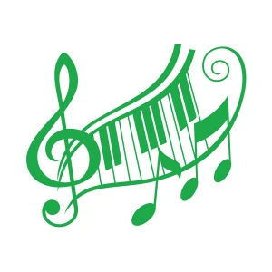 Müzik ve Nota Sticker 17x17 Cm Yeşil