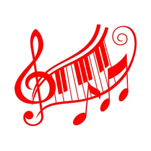 Müzik ve Nota Sticker 17x17 Cm Kırmızı