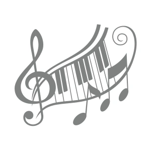 Müzik ve Nota Sticker 17x17 Cm Gri