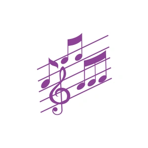 Müzik ve Nota Sticker 17x17 Cm Mor