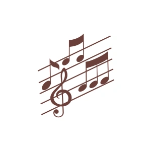 Müzik ve Nota Sticker 17x17 Cm Kahverengi