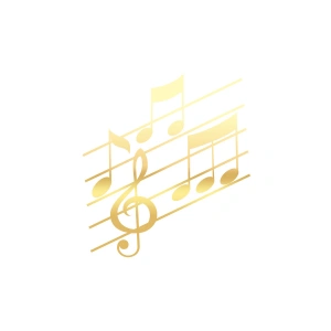 Müzik ve Nota Sticker 17x17 Cm Gold