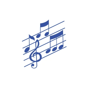 Müzik ve Nota Sticker 17x17 Cm Mavi