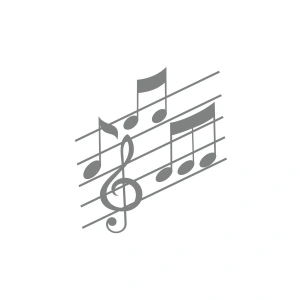 Müzik ve Nota Sticker 17x17 Cm Gri