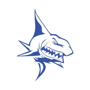 Kızgın Köpek Balığı Sticker 17x17 Cm Mavi