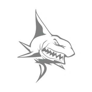 Kızgın Köpek Balığı Sticker 17x17 Cm Gri