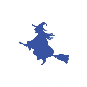 Uçan Cadı Sticker 17x17 Cm Mavi