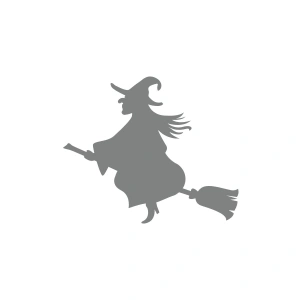 Uçan Cadı Sticker 17x17 Cm Gri