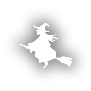 Uçan Cadı Sticker 17x17 Cm Beyaz