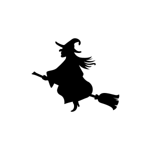 Uçan Cadı Sticker 17x17 Cm Siyah