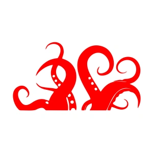 Ahtapot Kolları Sticker 17x17 Cm Kırmızı