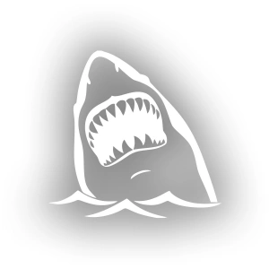 Köpek Balığı Sticker 17x17 Cm Beyaz