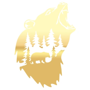 Doğa ve Ayı Sticker 17x17 Cm Gold