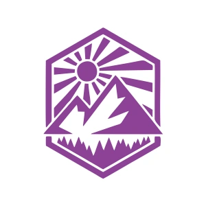 Dağ ve Güneş Sticker 17x17 Cm Mor