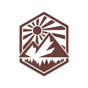 Dağ ve Güneş Sticker 17x17 Cm Kahverengi