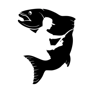 Balık ve Balıkçı Sticker 17x17 Cm Siyah