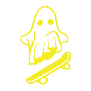 Kayak Yapan Hayalet Sticker 17x17 Cm Sarı