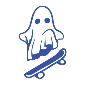 Kayak Yapan Hayalet Sticker 17x17 Cm Mavi