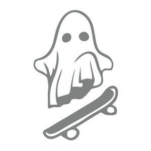 Kayak Yapan Hayalet Sticker 17x17 Cm Gri