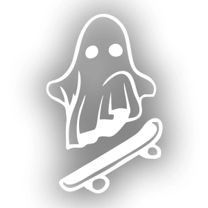 Kayak Yapan Hayalet Sticker 17x17 Cm Beyaz