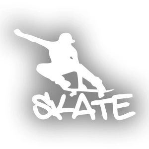 Kaykaycı Sticker 17x17 Cm Beyaz