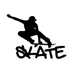 Kaykaycı Sticker 17x17 Cm Siyah