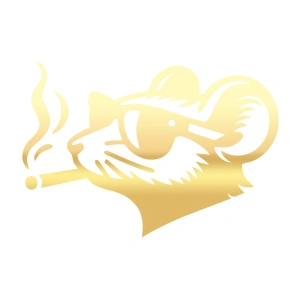 Gözlüklü Fare Sticker 17x17 Cm Gold