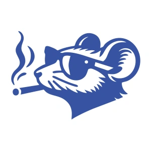 Gözlüklü Fare Sticker 17x17 Cm Mavi