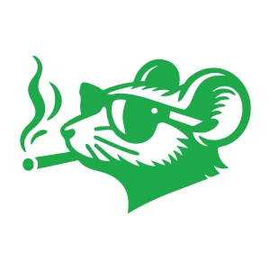 Gözlüklü Fare Sticker 17x17 Cm Yeşil