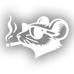 Gözlüklü Fare Sticker 17x17 Cm Beyaz