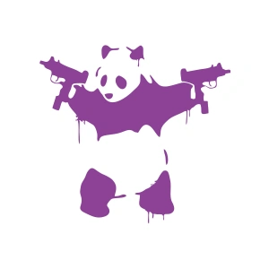 S*lahlı Panda Sticker 17x17 Cm Mor