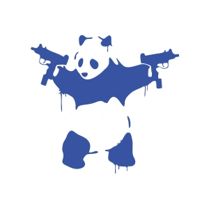 S*lahlı Panda Sticker 17x17 Cm Mavi