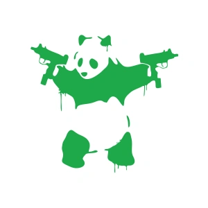 S*lahlı Panda Sticker 17x17 Cm Yeşil