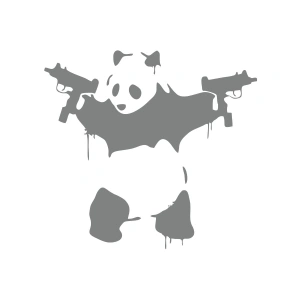 S*lahlı Panda Sticker 17x17 Cm Gri