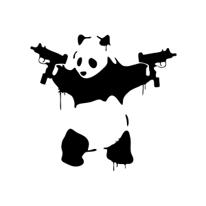 S*lahlı Panda Sticker 17x17 Cm Siyah