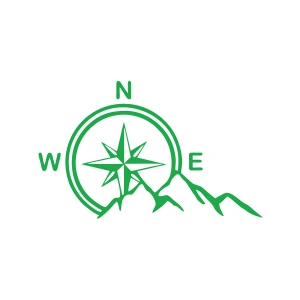 Dağ ve Pusula Stciker 17x17 Cm Yeşil