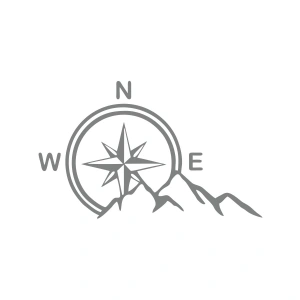 Dağ ve Pusula Stciker 17x17 Cm Gri