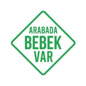 arabada Bebek Var Sticker 17x17 Cm Yeşil