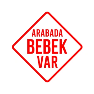 arabada Bebek Var Sticker 17x17 Cm Kırmızı