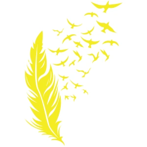 Tüyden Uçan Kuşlar Sticker 17x17 Cm Sarı