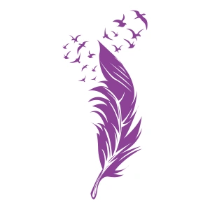 Tüyden Uçan Kuşlar Sticker 17x17 Cm Mor