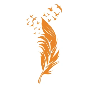 Tüyden Uçan Kuşlar Sticker 17x17 Cm Turuncu