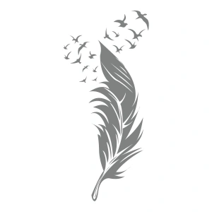 Tüyden Uçan Kuşlar Sticker 17x17 Cm Gri