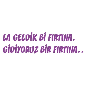 Geldik bi fırtına gidiyoruz bir fırtına sticker 17x17 Cm Mor