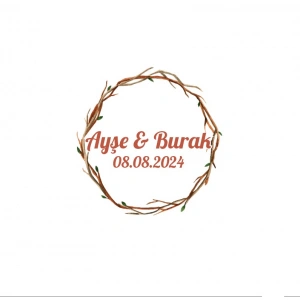 Kırmızı Meyveli Oval Kış Etiketi Kına Nişan Düğün 3x3 cm özel etiket / 50 adet sticker