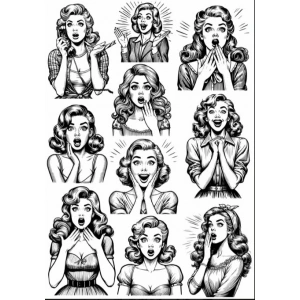 Siyah Beyaz Kız Sticker Set