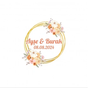 Şık Noel Çelengi Etiketi Kına Nişan Düğün 3x3 cm özel etiket / 50 adet sticker