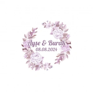 Altın Çerçeveli Çam Çelenk Etiketi Kına Nişan Düğün 3x3 cm özel etiket / 50 adet sticker