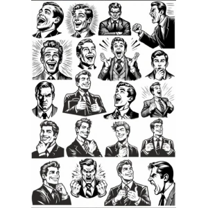 Siyah Beyaz Adam Sticker Set