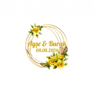 Kış Yeşillikli Oval Etiket Kına Nişan Düğün 3x3 cm özel etiket / 50 adet sticker